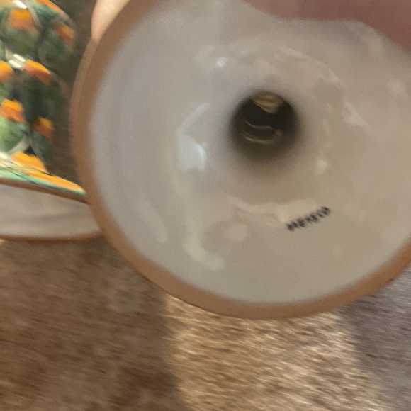 Peacock hand painted Mexican folk art candle holders - Picture 4 of 4